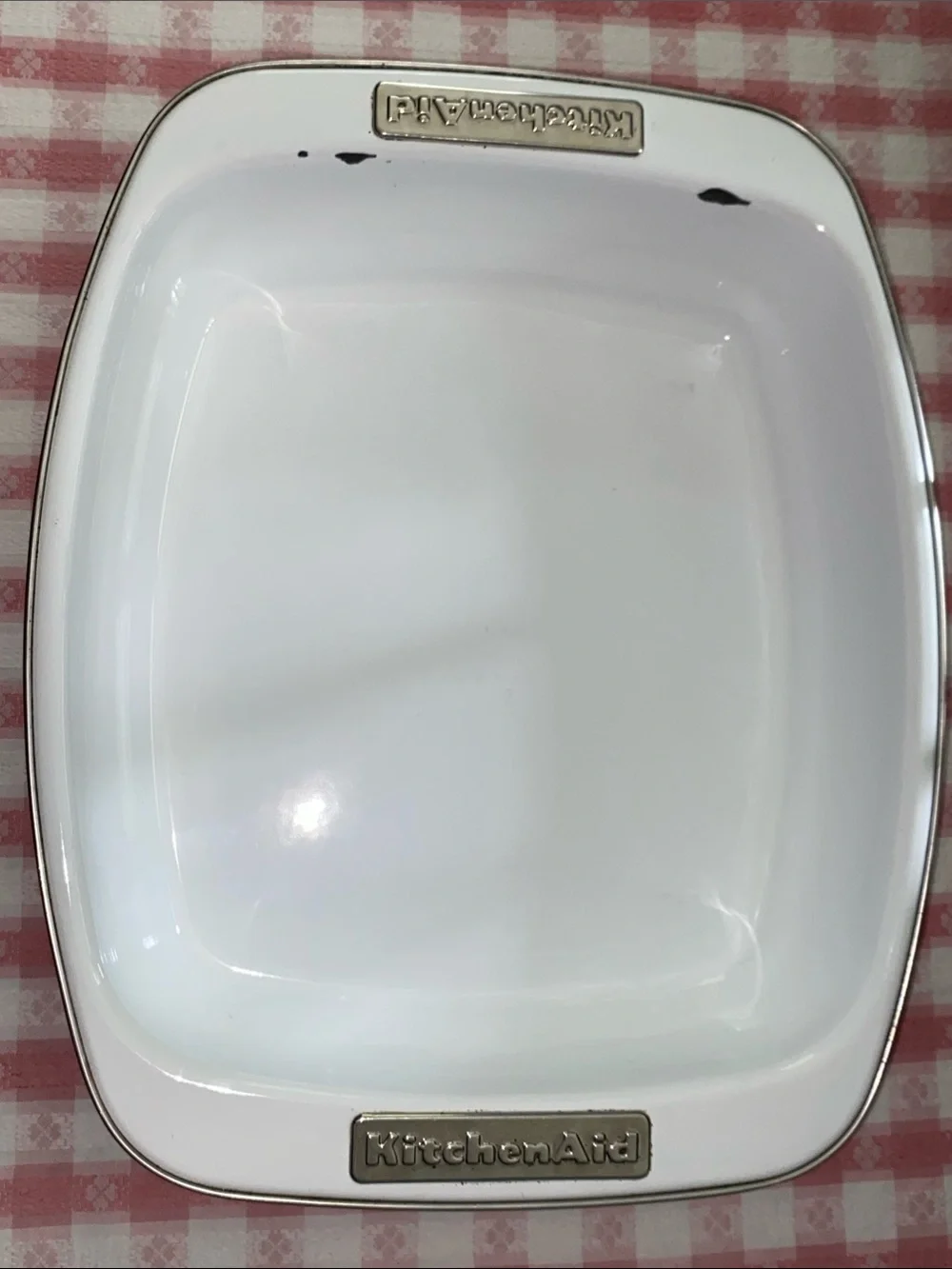 Vintage Kitchen Aid White Terra Cotta Porcelain Enameled Baking Roasting Pan